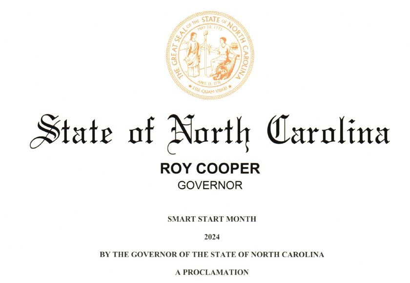 NC Govenor Roy Cooper Declares September as Smart Start Month