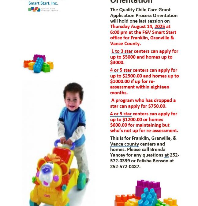 Apply for Child Care Quality Grants – Orientation Sessions Available